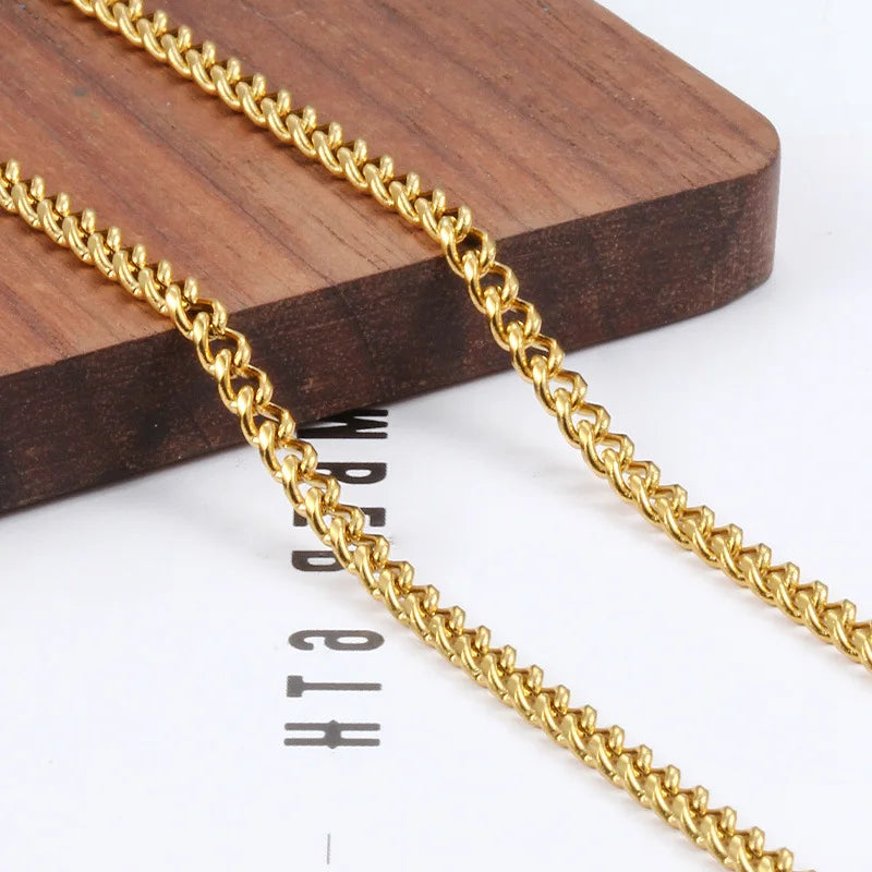 Stainless Steel Round Ground Chain 3.8mm Fine Vacuum Plating Gold Jewelry Chain DIY Necklace Bracelet Fashion