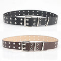 JULUN Belt Manufacturer Star Studded Women's Leather Belt Silver Double Prong Buckle Designer Belts Punk Rock Style for Jeans