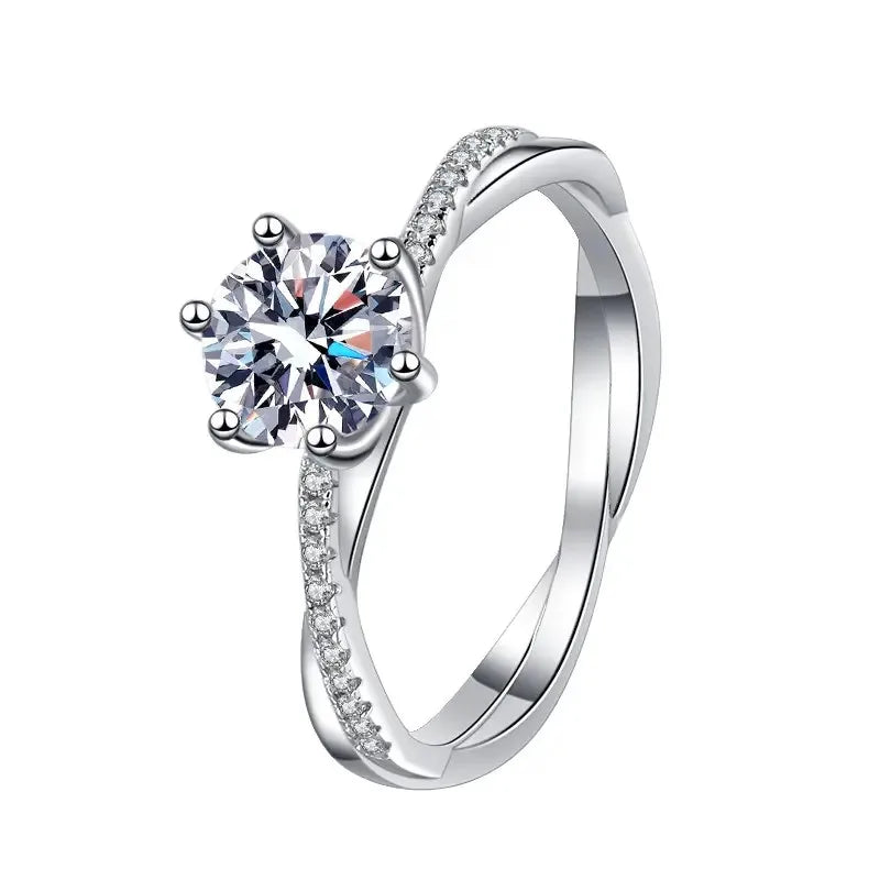 Certified 1CT Moissanite Diamond Wedding Ring Women  925 Sterling Silver Classic Luxury Jewelry Fashionable Gra's Choice
