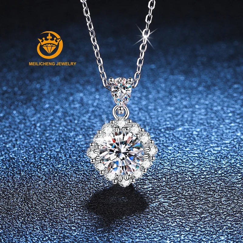 925 Silver Lab Grown Moissanite Journey Pendant Necklace Fine Ladies Accessories Jewelry Jewellery