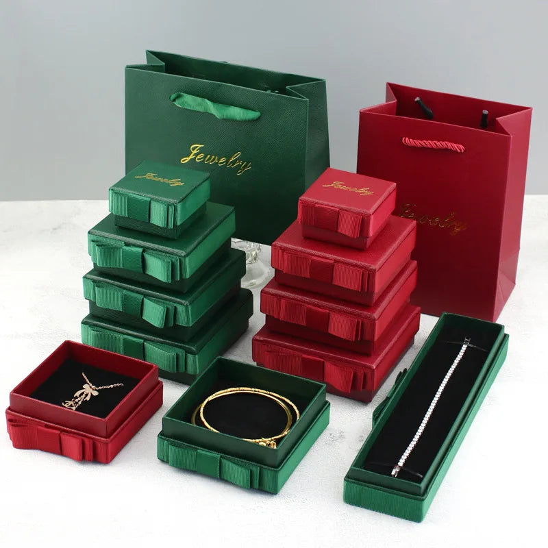 Custom logo Printed Jewelry Box with logo Bowknot Jewelry Box Necklace Jewelry Box Travel Heaven and Earth Cover