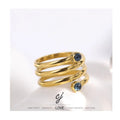Carline Fashion Spring Design 18K Gold Plated Band Stainless Steel Jewelry Minimalist Zircon Heart Ring for Women