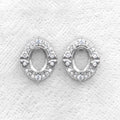 Sterling Silver 5*7mm Semi Mount Stud Earrings Empty Support Blank Claws Setting S925 Base Without Center Stone for DIY Inlay