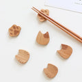 Kitchen Restaurant Cute Cat Beech Wood Wooden Chopsticks Rest Chopstick Holder