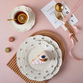 SOLHUI European-style Retro Hollow Ceramic Plate Wedding Plate Decoration Household Restaurant Dim Sum Plate Tray Dessert