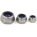 304 Stainless Steel DIN985 Nylon Lock Nut Insert Hexagonal Self Pressing Silvery  M2.5 M3 M4 M5 M6 M8 M10 M12 M14 M16