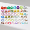 Wholesale Trendy Ins Style Candy Colors Acrylic Jewelry Women Girls Flower Epoxy Plastic Resin Rings