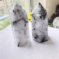 Wholesale Natural Large Size Black Tourmaline Points Black Hair Quartz Crystal Tower Wands