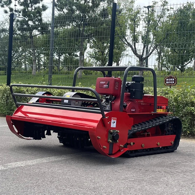 Customized Industrial Diesel Cordless Remote Control Mini Robot Lawn Mower with Snow Plow Attachments