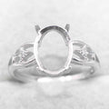Sterling Silver 8*11mm Semi Mount Ring Empty Frame Blank Support Setting S925 Base Holder Without Center Stone for DIY Inlay