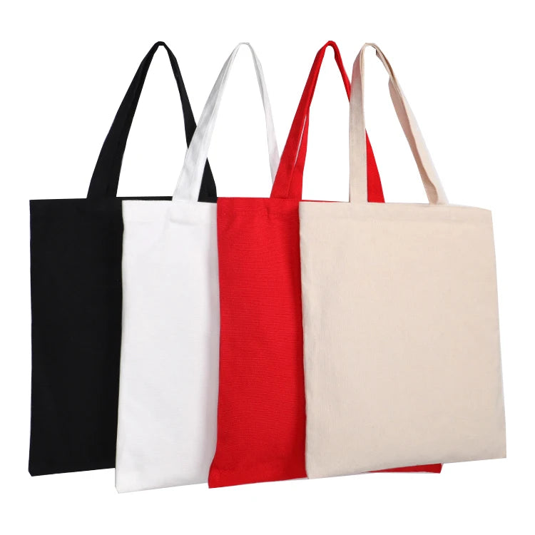 Wholesale Custom Printed Logo Cotton Tote Bags Promotional Personalized Blank Plain Canvas Bags Rope Handle Reusable Shopping