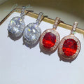 Silver 925 Original Total 6 Carat Brilliant Cut Diamond Test Past Round/Oval D Color Red Moissanite Stud Earrings Fine Jewelry