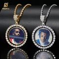 NUOYA Custom Gold Plated Photo Pendant Small Fine Jewelry for Men & Women Hip Hop Style Iced Double Sided Rotating Photo Pendant MegaBDM
