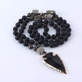 Fashion Healing Natural lava Stone Hand Knots Beads Beaded Choker 40cm Necklace Jewelry