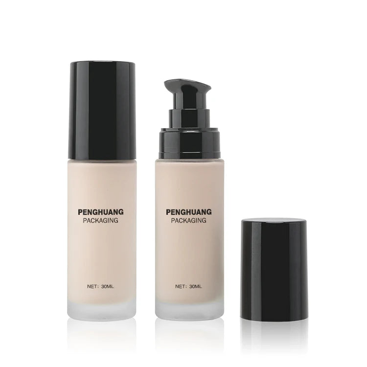 OEM ODM 30ml Glass Liquid Empty Foundation Bottle with Pump Face Care Moisturizer Sunblock Skin Care Glass Foundation Packaging