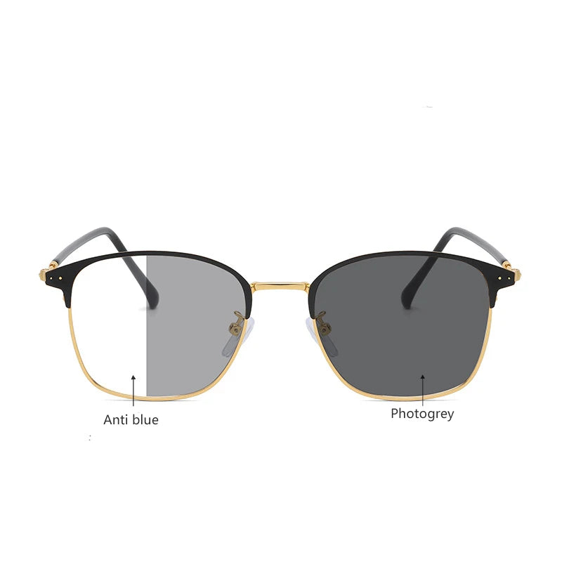 1924 Metal Men Classic Eyebrow Photochromic Photogrey Optical Frame Anti Blue Light Eyewear Photogrey Anti Reflection Glasses