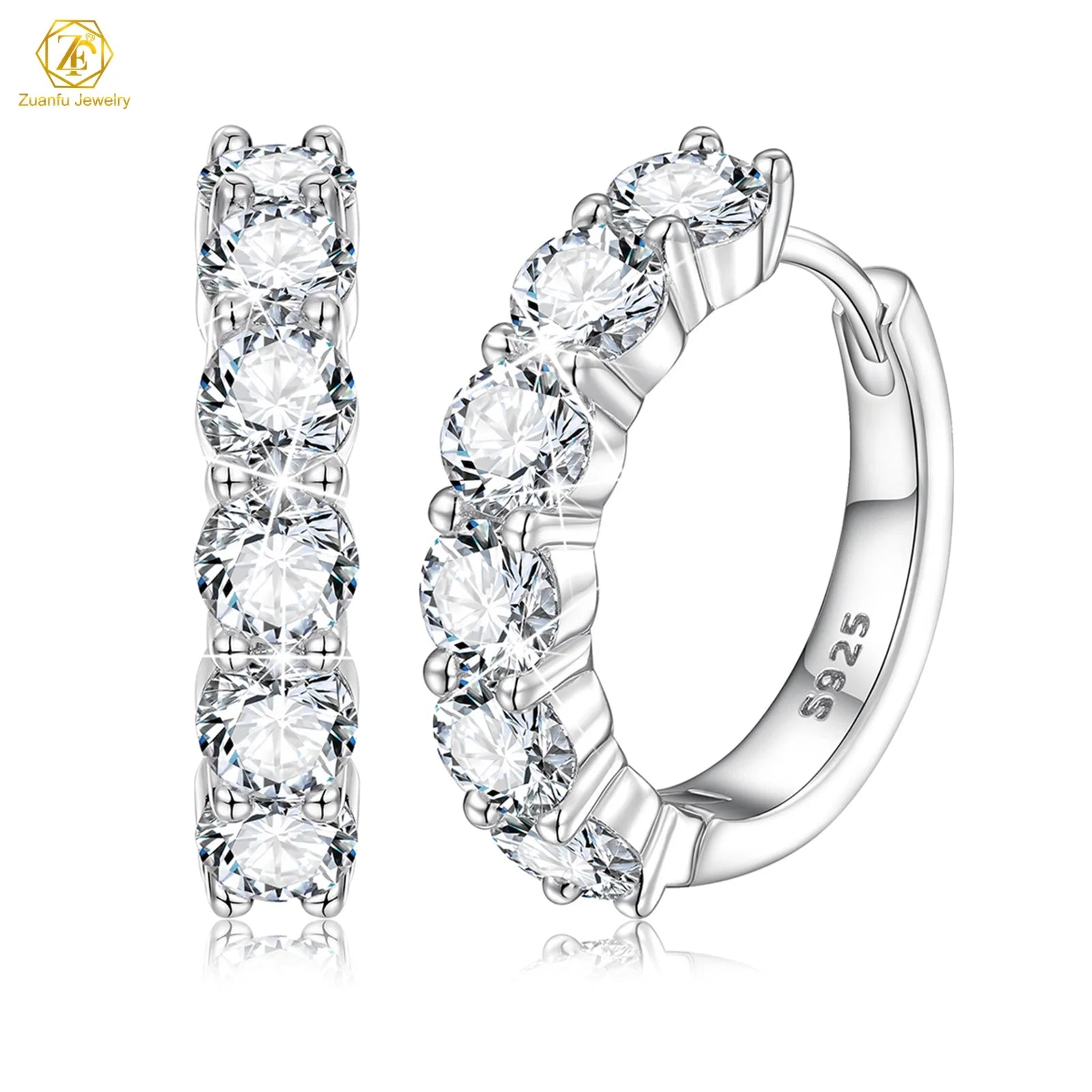 Pass Diamond Tester 18K Gold 925 Sterling Silver Hoop Earrings VVS Moissanite Diamond Ear Cuff Huggie Moissanite Earrings Women