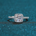 Silver 925 Original 2 Carat Diamond Test Past Excellent Cut D Color Moissanite Square Ring Sparkling Gemstone Wedding Jewelry