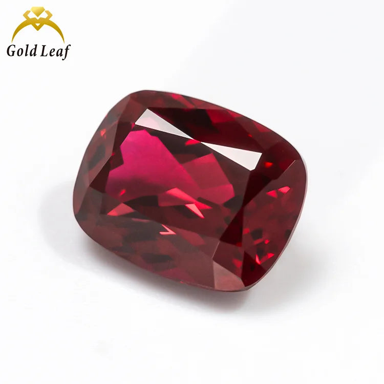 Goldleaf GRC Certified Long Cushion Cut Pigeon Blood Red Lab Grown Sapphire Loose Gemstones for Jewelry Making