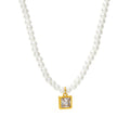 Bead Chain Jewelry Stainless Steel 18k Gold Plated Geometric Zircon Pendant Necklace YF6116