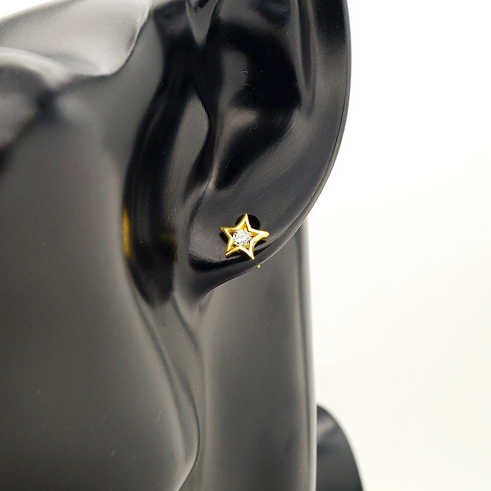 Sterling Silver Jewelry Twinkle Little Star Sign Shaped Small Mini Stone Stud Twinkling Bridal Earrings Star