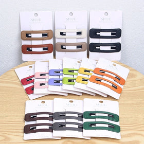 Korean Fashion Style 2-Piece Set of PU Leather BB Clip Side Clip Hairpins Decorative Barrettes for Girls