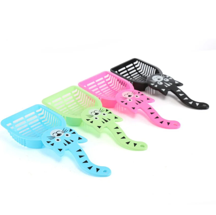 Durable Plastic Scoop Cat Litter Cleaning Long Handle Integrated Cat Litter Shovel