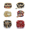 New Design Luxury Boho Stackable Crystal Natural Beaded Couple Bracelets Set for Women Acrylic Beads Bracelet Supplies 2025