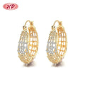 Oro Pattern Hollow Copper Alloy Women Hoop 18K Gold Plated Cubic Zirconia Earrings Fashion Jewelry for Wholesale Earrings Women