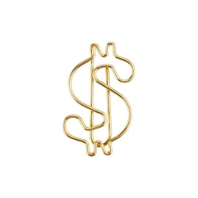 Reday to Ship Electroplated Gold Custom for Money Unit Symbol Paper Clips Dollar Shape Metal Paper Clips