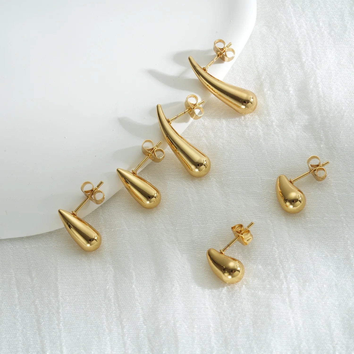 Wholesale Bulk Fashion Stainless Steel PVD Plating Water Drop Dangle Stud Earring for Women Manufacture