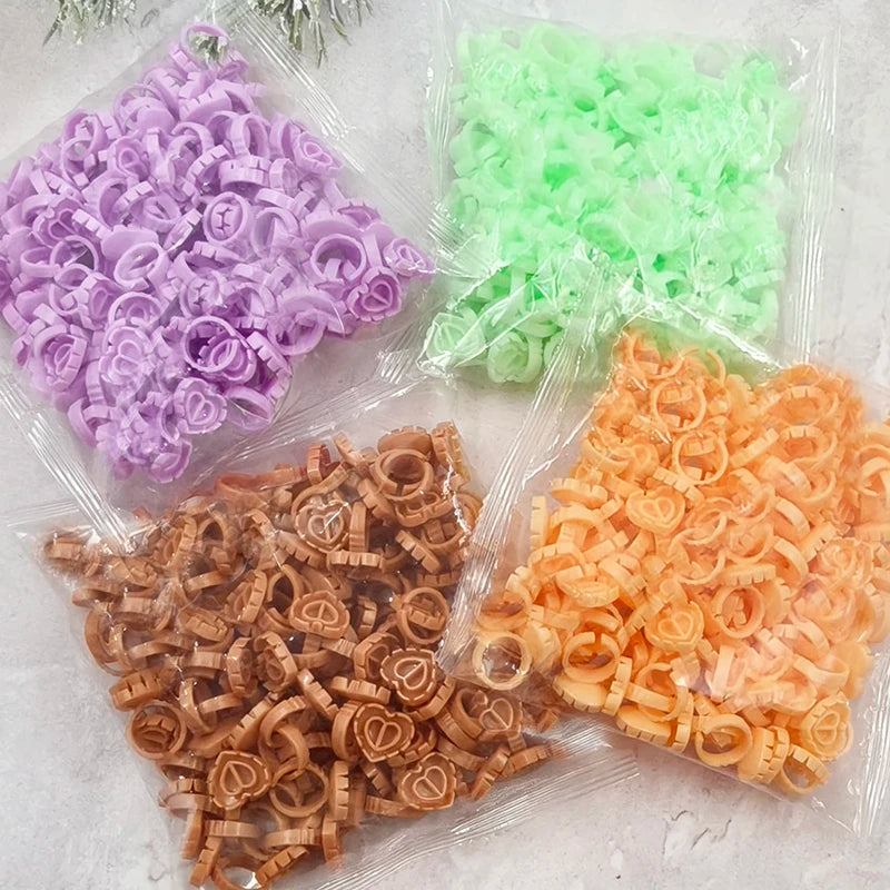 Disposable Plastics Pink Blue Gold Black Glue Ring Eyelash Glue Holder Blooming Cup Lash Glue Rings