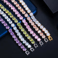 Sparkly Dainty 6mm Excellent Quality Round Cut Cubic Zirconia Tennis Bracelet Women Wedding Bridal Party Fashion Luxury Jewelry