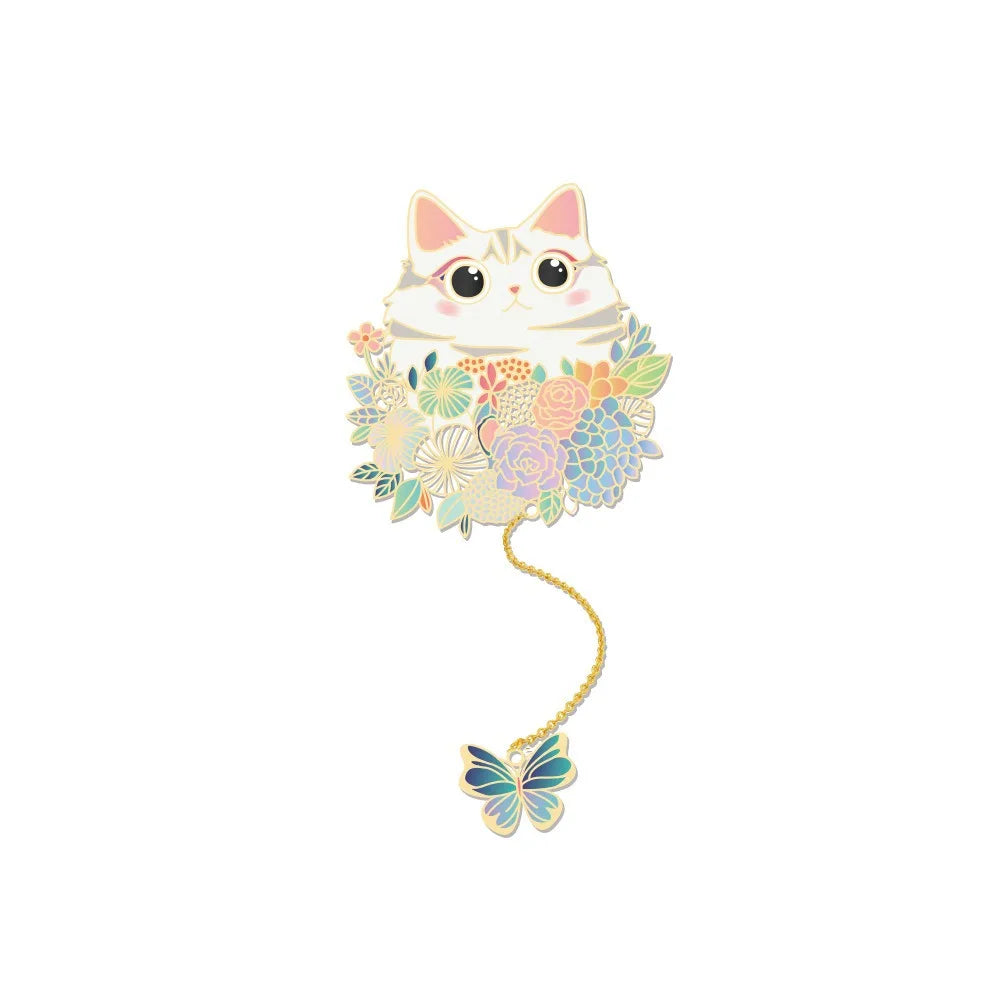 Customizable Cute Metal Cat Bookmark Hand-cast Design with Letter Theme for Children's Birthday Souvenir Gift