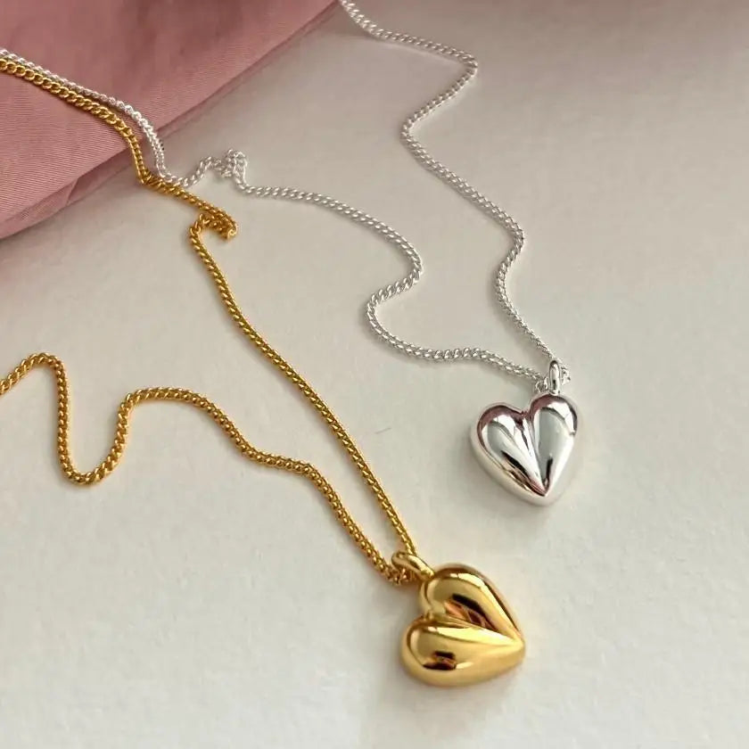 Duyizhao Korean Heart Pendant Charm Necklace 925 Sterling Silver 18k Gold Plated Choker Chain Simple Style Ins Jewelry for Love