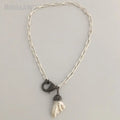 NM33911 Brass Jewelry Lobster Clasp Chain Necklace Fresh Water Pearl Choker Necklace With Cubic Zirconia Paved