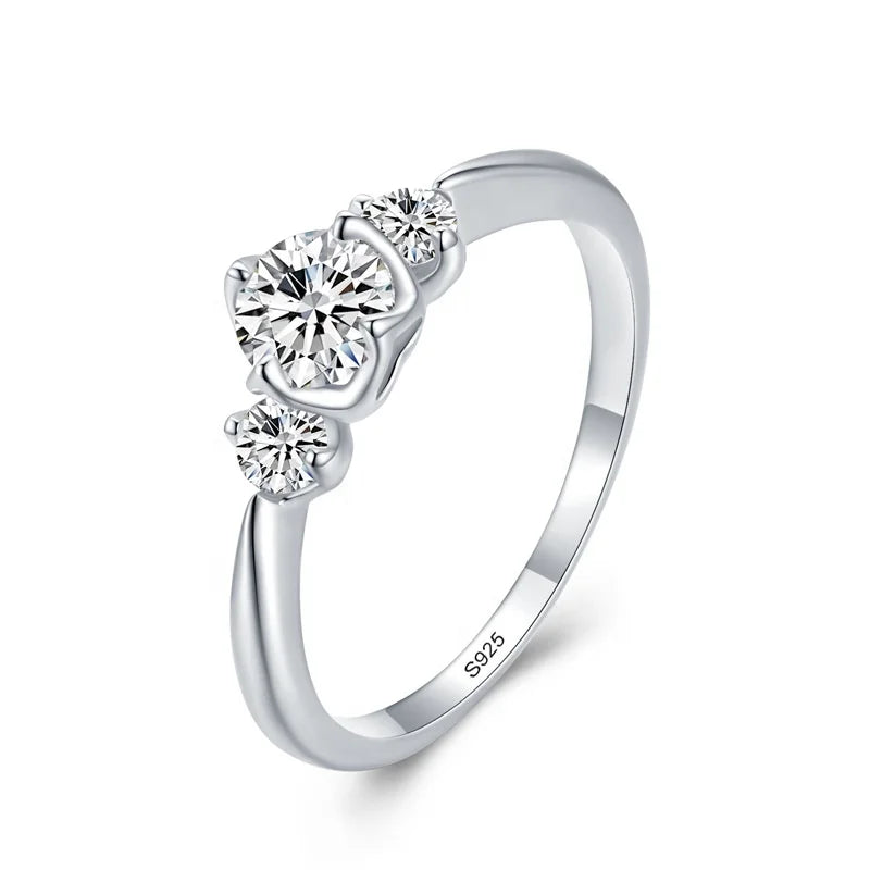 JZ1537 Fashion Promise Three Cz Stone Rings 925 Silver Rings Anniversary Wedding Diamond Engagement Rings for Women Jewelry