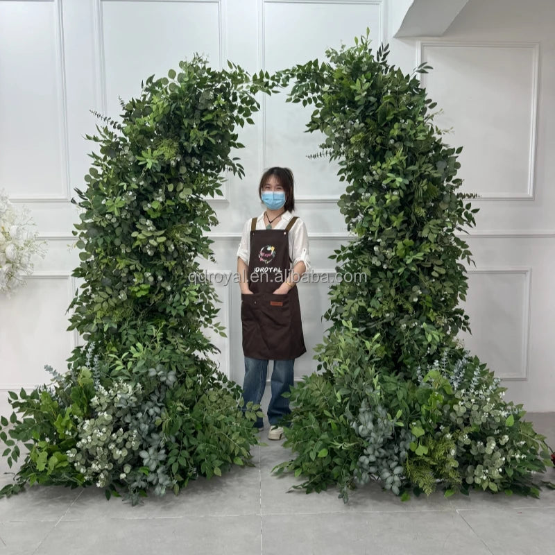 New Hight Quality Artificial Flowers Backdrop Fuller Green Wedding Flower Arch with Stand Backdrop for Event Decoration