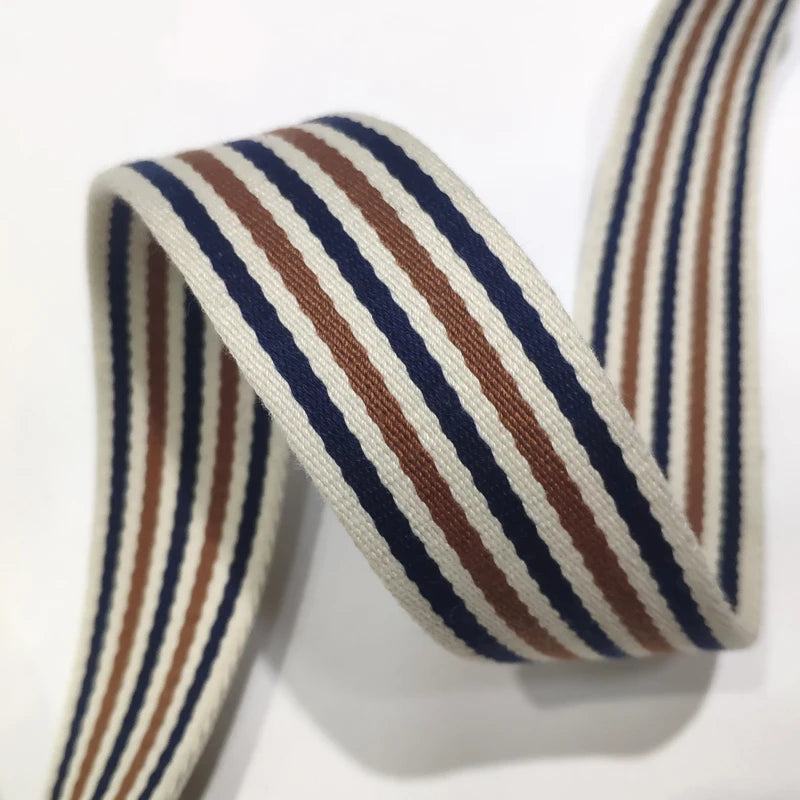 Custom Inter Color Webbing Strap Navy/brown/beige Handbag Shoulder Strap 38mm