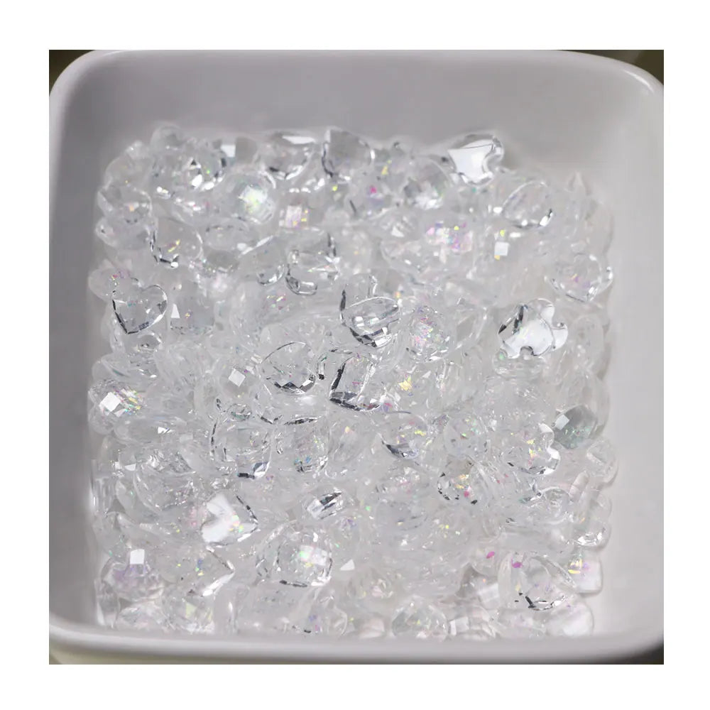 500pcs Clear Colorful Beautiful Heart Pearl Beads Diamond Kawaii Jewelry Making Sticker Pendant Accessory