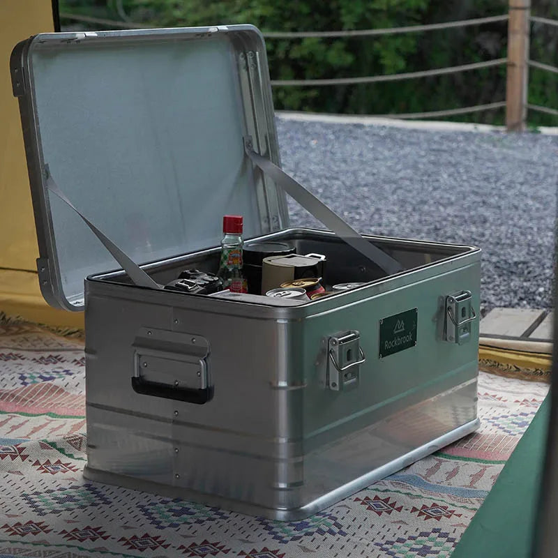 30L Rockbrook Custom Large Size Water Protective Transport Folding Colapsable Camping Outdoor Storage Aluminum Box Set with Lock