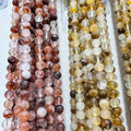 Hot Sale 8mm Natural Precious Stone Beads Popular Banded Colorful Red Fire Quartz Loose Beads for Jewelry Making
