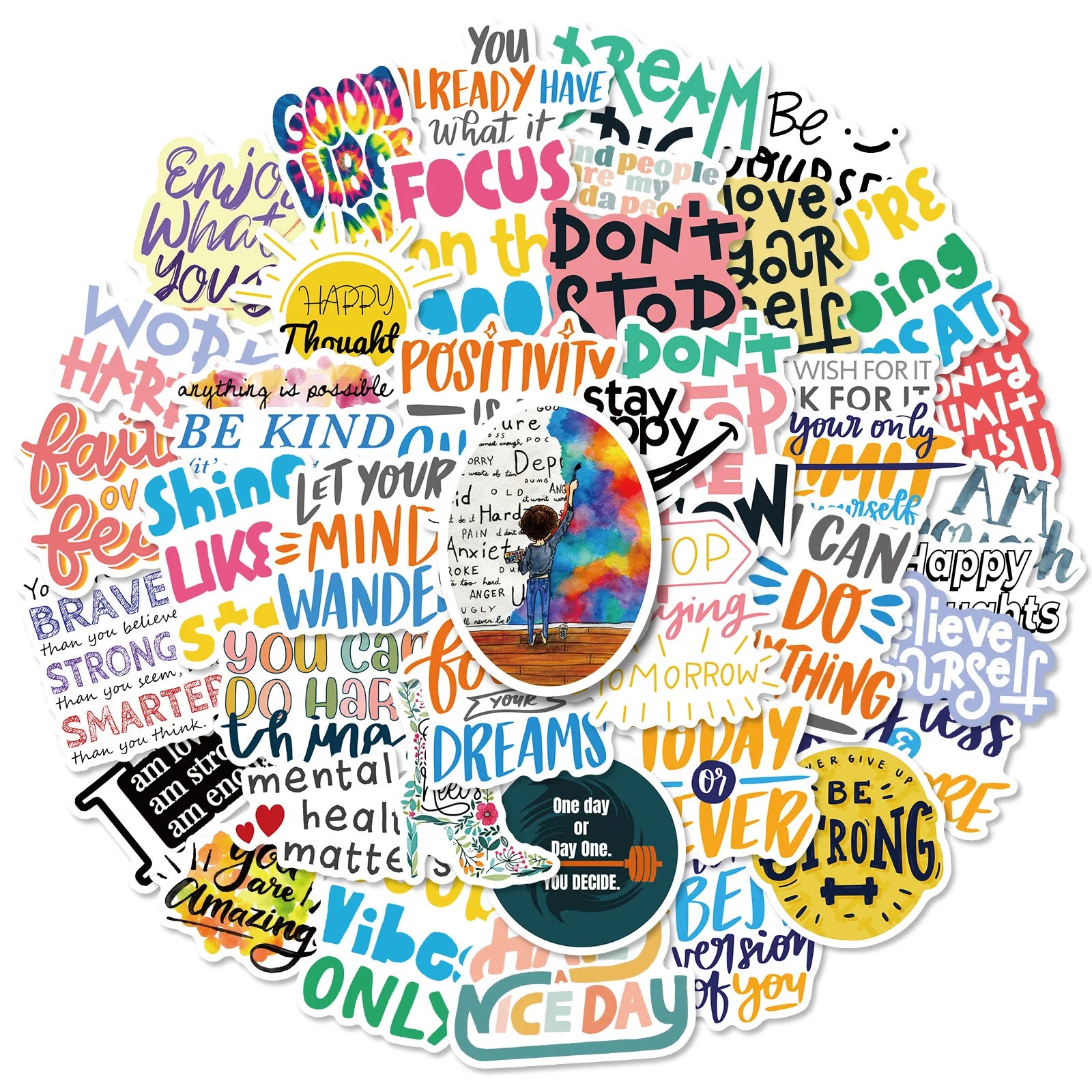 11 Different Inspirational Gift Positive Words Paper Stickers Decals 50PCS Optional for for Classroom Gym Office