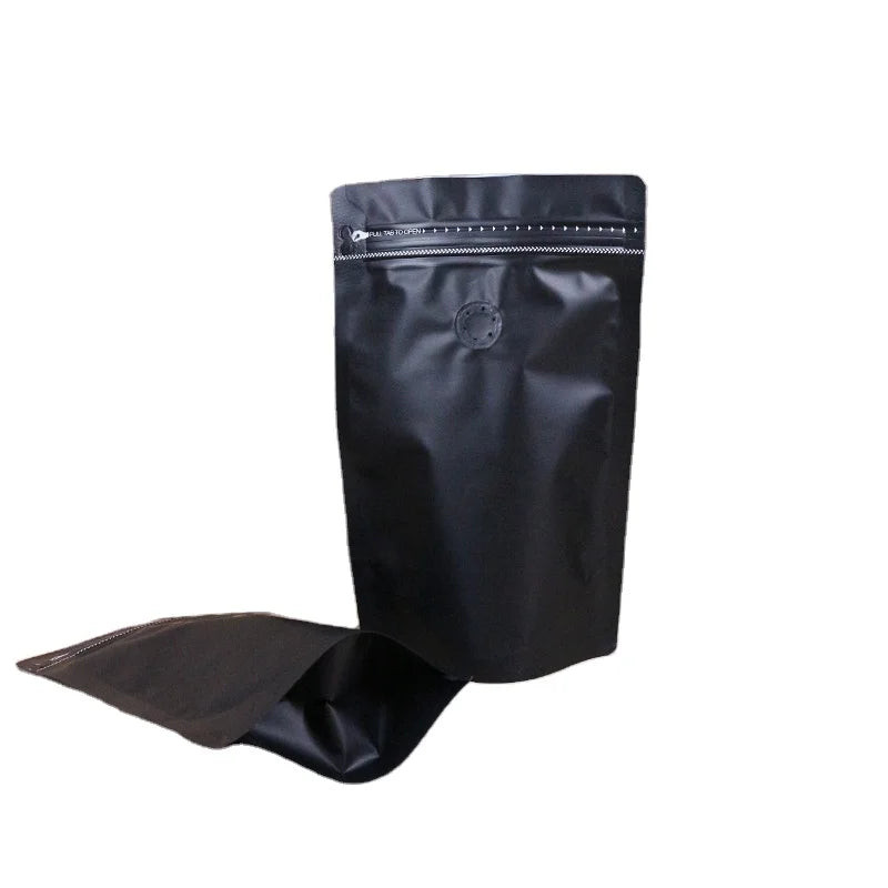 Resealable Food Grade Packaging Stand up Pouch Matt Surface Zipper Bag With Valve Foil Ziplock Coffee Bag With Zipper