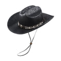 Classic Men's Leather Western Cowboy Hat Black Cattlemen Style-Fashionable Versatile Casual Outdoor Sports Travel Party Fishing