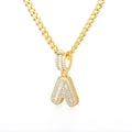 2023 Wholesale Hip Hop Jewelry Gift Light Luxury Shiny Zircon Necklace Simple 26 Letters Pendant Necklace for Women