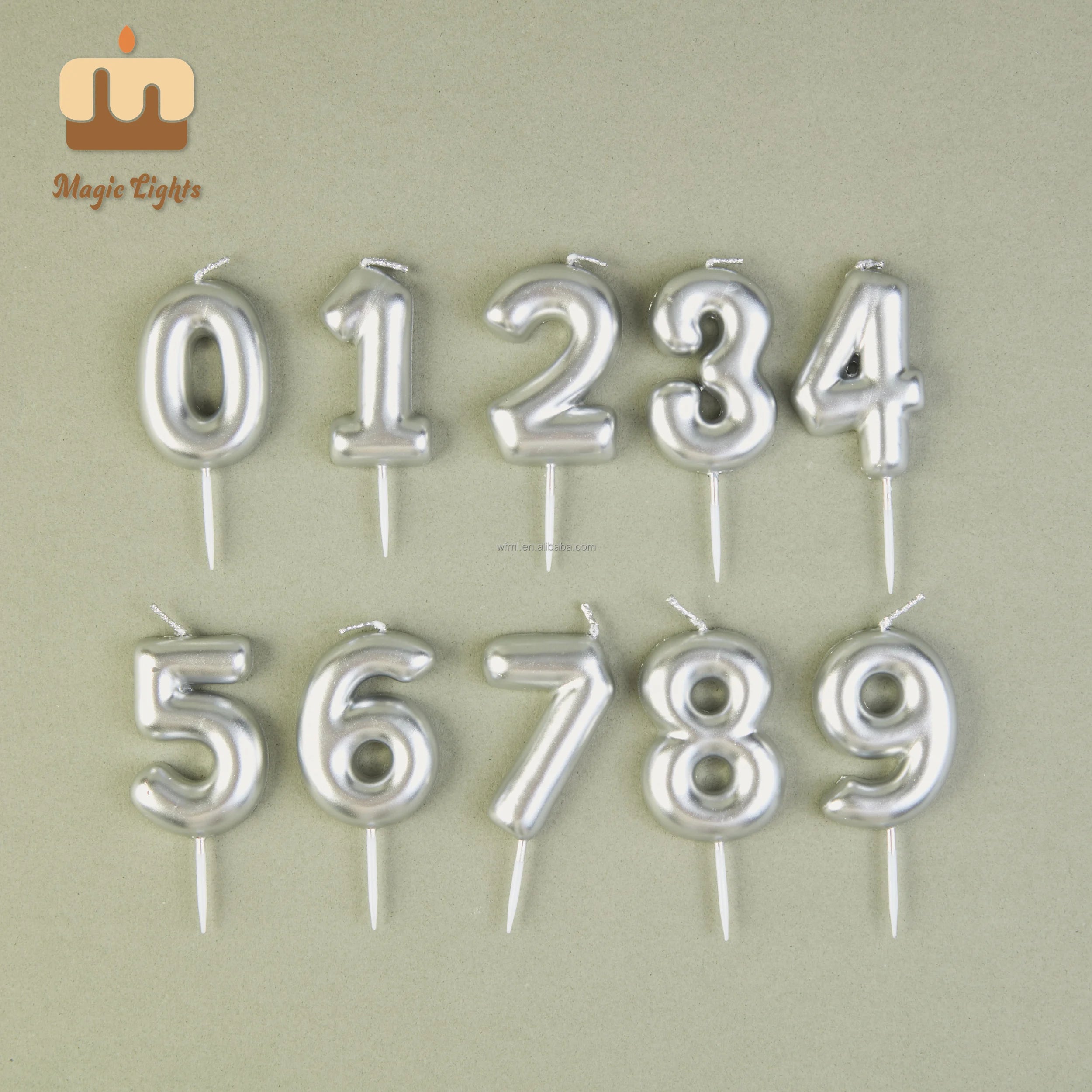 Wholesale Customized China Manufacturer Silver Number Cake Candles for Birthday Wedding Party