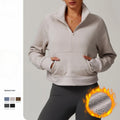 YOGA Women's Lightweight Seamless Fleece Lined Half Zip Hoodie Long Sleeve Casual Workout Sweatshirt with Thumb Holes