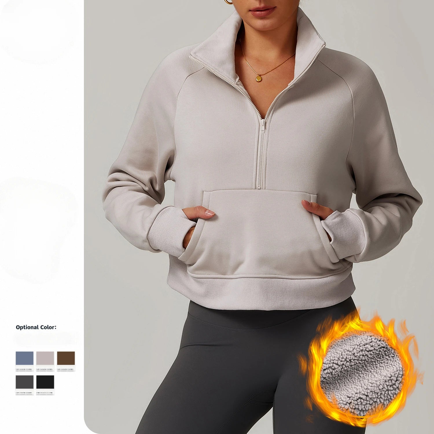 YOGA Women's Lightweight Seamless Fleece Lined Half Zip Hoodie Long Sleeve Casual Workout Sweatshirt with Thumb Holes