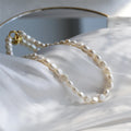 Aimgal White Baroque Pearl A-Grade Trendy Choker Necklace 18K Gold Plated Brass Beaded Link Chain Women's Fine Jewelry Wholesale